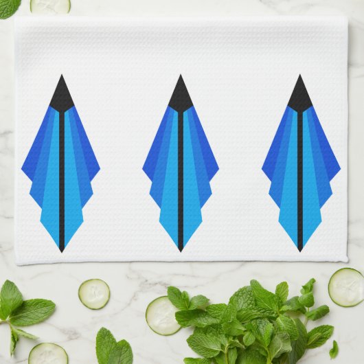 Art Deco-patroon 3 in blauwe thea-handdoek Theedoek (Gevouwen)