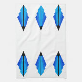 Art Deco-patroon 3 in blauwe thea-handdoek Theedoek (Verticaal)