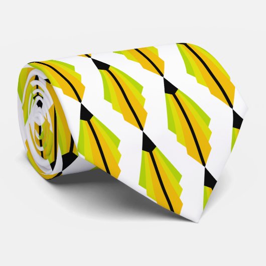 Art Deco-patroon 3 in citroen en limoen Stropdas (Opgerold)