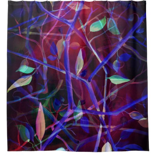 Art Deco-patroon - abstracte woeste bladeren Douchegordijn (Voorkant)