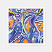 Art Deco-patroon - blauw en oranje Servetten (Voorkant)