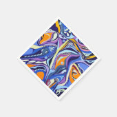 Art Deco-patroon - blauw en oranje Servetten (Hoek)