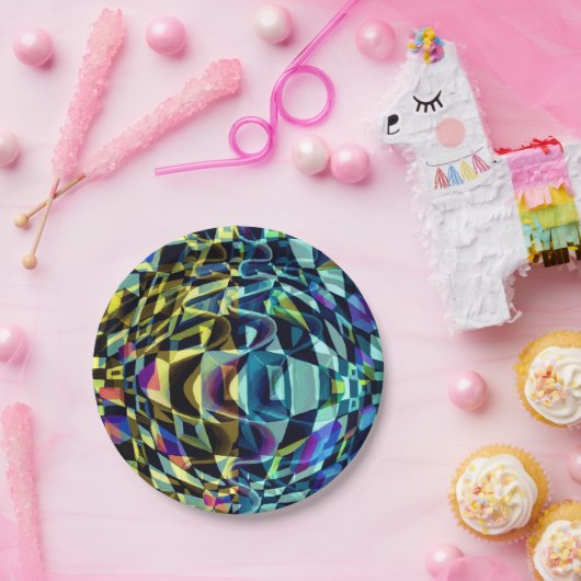 Art Deco-patroon - diepte en optische illusie Papieren Bordje (Feest)