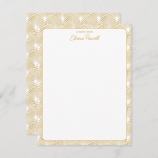 Art Deco Patroon Elegante Gatsby Custom Stationery Notitiekaartje (Voorkant / Achterkant)