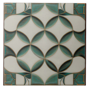 Art Deco patroon groene wanddecoratie Art Nouveau Tegeltje