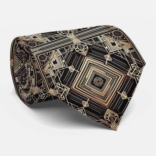 Art Deco Patroon Herenstropdas Stropdas (Opgerold)