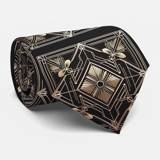 Art Deco Patroon Herenstropdas Stropdas (Opgerold)