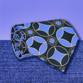 Art Deco-patroon in blauw en zwart no2 Stropdas