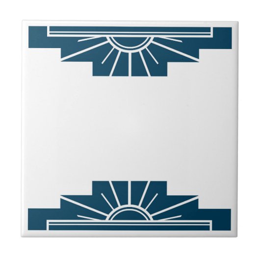 Art Deco Patroon in Deep Blauwgroen Tegeltje (Voorkant)