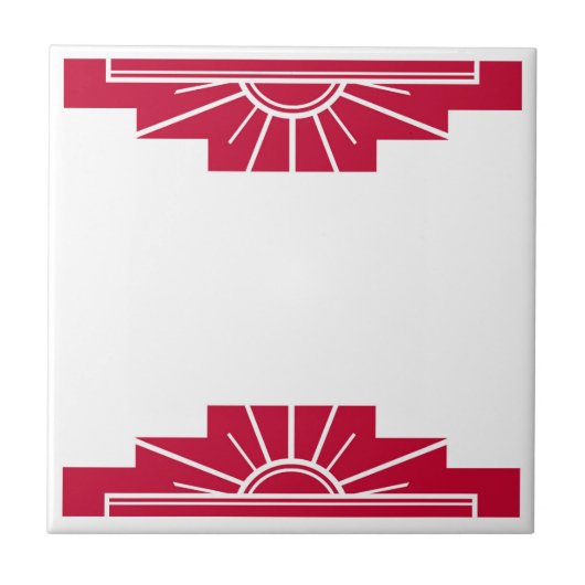 Art Deco Patroon in Deep Ruby Tegeltje (Voorkant)