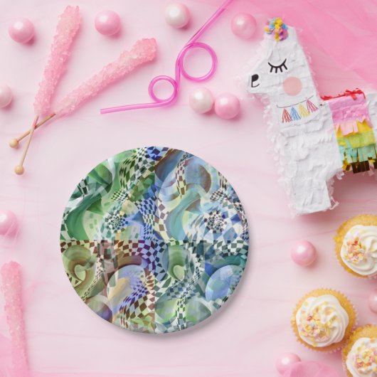 Art Deco patroon - in diepte en optische illusie Papieren Bordje (Feest)