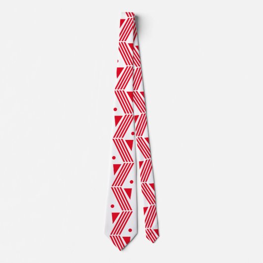 Art Deco patroon in feestelijk wit rood Stropdas (Voorkant)