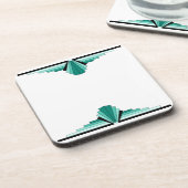 Art Deco Patroon in Groen & Zwart Bier Onderzetter (Linkerzijde)