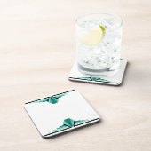 Art Deco Patroon in Groen & Zwart Bier Onderzetter (Rechterzijde)