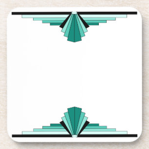 Art Deco Patroon in Groen & Zwart Bier Onderzetter