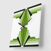 Art Deco Patroon in Groenen 2 Vierkante Klok (Hoek)