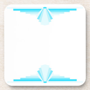Art Deco Patroon in Helder Blauw Bier Onderzetter