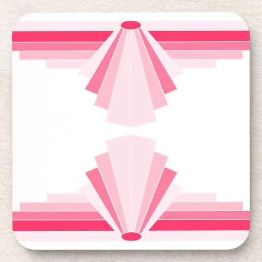 Art Deco Patroon in helder roze Bier Onderzetter (Voorkant)