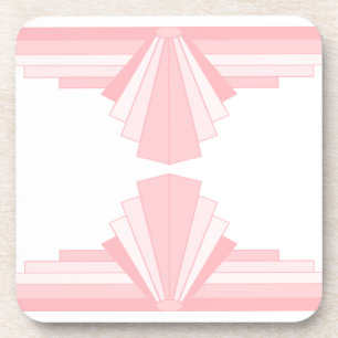 Art Deco Patroon in Perzik Pastel Bier Onderzetter