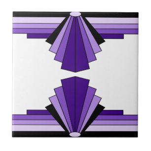 Art Deco Patroon in Purples Tegeltje
