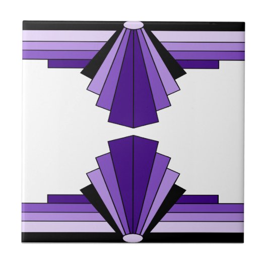Art Deco Patroon in Purples Tegeltje (Voorkant)