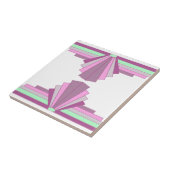 Art Deco Patroon in roze en groen Tegeltje (Zijkant)