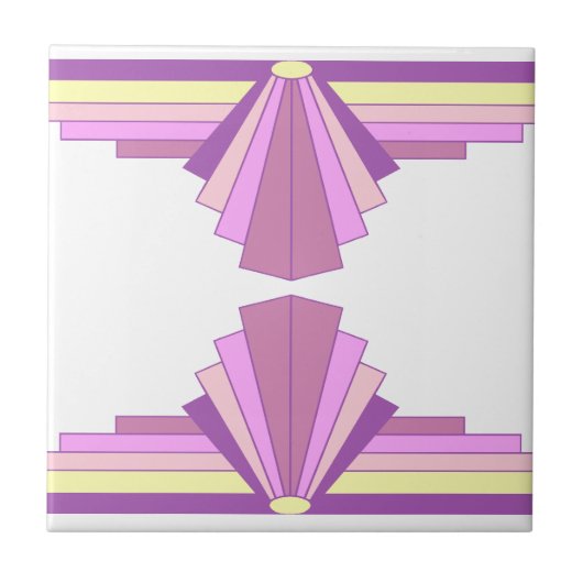 Art Deco Patroon in Roze & Paarse Tegeltje (Voorkant)
