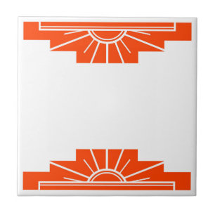 Art Deco Patroon in Vet Sinaasappel Tegeltje