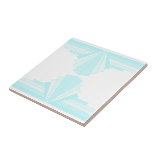 Art Deco Patroon in zacht Blauwgroen Tegeltje (Zijkant)