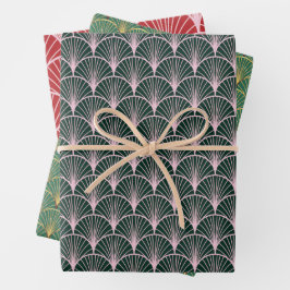 Art Deco Patroon Kerstmis Inpakpapier Vel