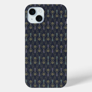 Art Deco-patroon met geometrische vormen in goud iPhone 15 Mini Hoesje