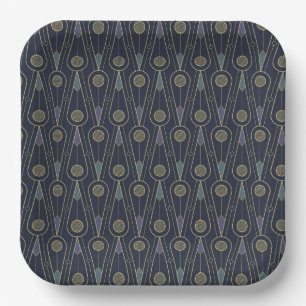 Art Deco-patroon met geometrische vormen in goud Papieren Bordje
