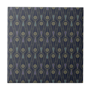 Art Deco-patroon met geometrische vormen in goud Tegeltje