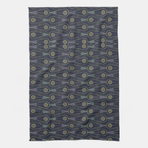 Art Deco-patroon met geometrische vormen in goud Theedoek