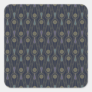 Art Deco-patroon met geometrische vormen in goud Vierkante Sticker
