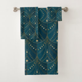 Art Deco-patroon met gouden geometrische vormen Bad Handdoek