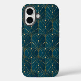 Art Deco-patroon met gouden geometrische vormen iPhone 16 Hoesje