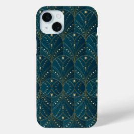 Art Deco-patroon met gouden geometrische vormen iPhone 15 Mini Hoesje