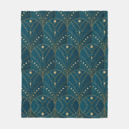 Art Deco-patroon met gouden geometrische vormen Fleece Deken