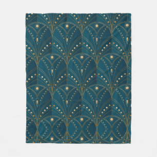 Art Deco-patroon met gouden geometrische vormen Fleece Deken