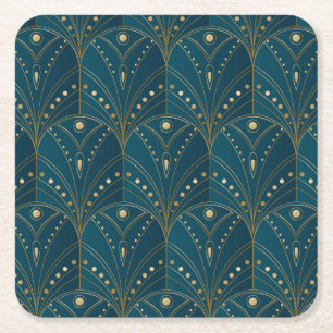 Art Deco-patroon met gouden geometrische vormen Kartonnen Onderzetters