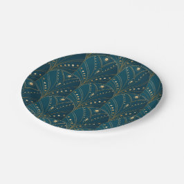 Art Deco-patroon met gouden geometrische vormen Papieren Bordje