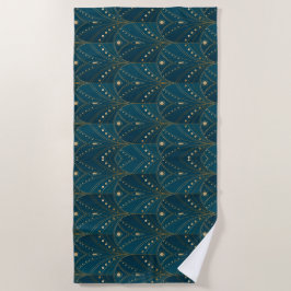 Art Deco-patroon met gouden geometrische vormen Strandlaken