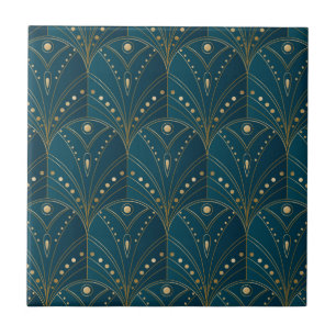 Art Deco patroon met gouden geometrische vormen Tegeltje