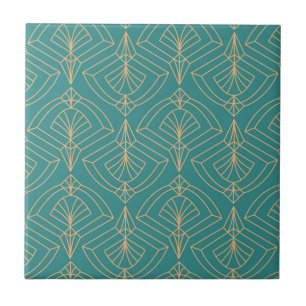 Art Deco-patroon met gouden geometrische vormen Tegeltje