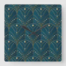 Art Deco-patroon met gouden geometrische vormen Vierkante Klok