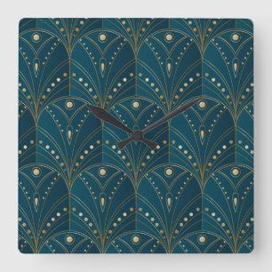 Art Deco-patroon met gouden geometrische vormen Vierkante Klok