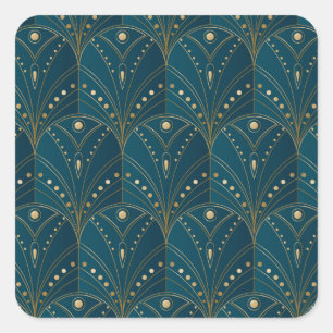 Art Deco-patroon met gouden geometrische vormen Vierkante Sticker