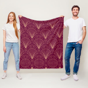 Art Deco-patroon met gouden geometrische waaiermot Fleece Deken