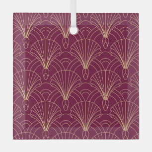 Art Deco-patroon met gouden geometrische waaiermot Glas Ornament